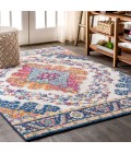 BOHEMIAN FLAIR Area Rug Bohemian FLAIR Boho Vintage Medallion Blue/Multi 9 ft. x 12 ft. Area Rug