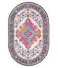 BOHEMIAN FLAIR Area Rug Bohemian FLAIR Boho Vintage Medallion Blue/Multi 6 ft. x 9 ft. Oval Area Rug