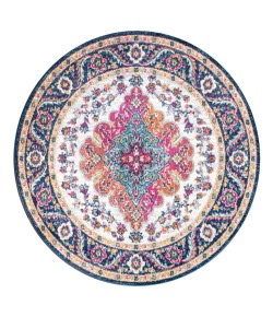 Jonathany Bohemian Flair BMF106A Blue/Multi Area Rug 6 ft. X 6 ft. Round