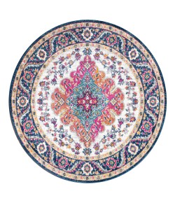 Jonathany Bohemian Flair BMF106A Blue/Multi Area Rug 5 ft. 3 in. X 5 ft. 3 in. Round