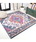 BOHEMIAN FLAIR Area Rug Bohemian FLAIR Boho Vintage Medallion Blue/Multi 5' Square Area Rug