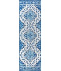 BOHEMIAN FLAIR Area Rug Bohemian FLAIR Boho Vintage Medallion Cream/Blue 2 ft. x 10 ft. Runner Rug