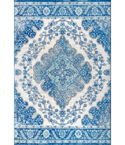Jonathany Bohemian Flair BMF106B Cream/Blue Area Rug 4 ft. X 6 ft. Rectangle
