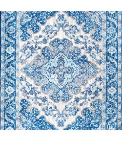 Jonathany Bohemian Flair BMF106B Cream/Blue Area Rug 5 ft. 3 in. X 5 ft. 3 in. Square