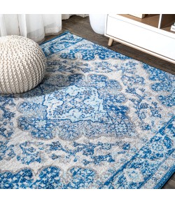 Jonathany Bohemian Flair BMF106B Cream/Blue Area Rug 5 ft. 3 in. X 5 ft. 3 in. Square