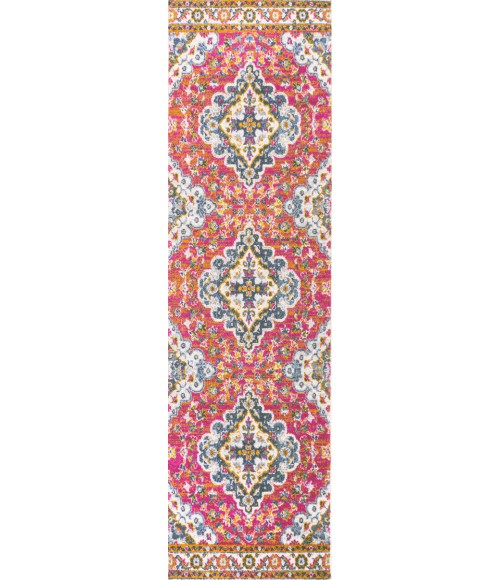 BOHEMIAN FLAIR Area Rug Bohemian Flair Boho Vintage Medallion Fuchsia/Ivory 2 ft. x 8 ft. Runner Rug