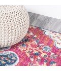 BOHEMIAN FLAIR Area Rug Bohemian FLAIR Boho Vintage Medallion Fuchsia/White 3 ft. x 5 ft. Area Rug
