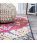 BOHEMIAN FLAIR Area Rug Bohemian FLAIR Boho Vintage Medallion Fuchsia/White 3 ft. x 5 ft. Area Rug