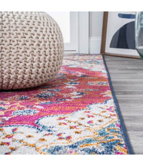 BOHEMIAN FLAIR Area Rug Bohemian FLAIR Boho Vintage Medallion Fuchsia/White 3 ft. x 5 ft. Area Rug