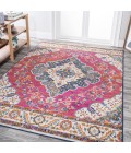 BOHEMIAN FLAIR Area Rug Bohemian FLAIR Boho Vintage Medallion Fuchsia/White 3 ft. x 5 ft. Area Rug