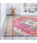 BOHEMIAN FLAIR Area Rug Bohemian FLAIR Boho Vintage Medallion Fuchsia/White 3 ft. x 5 ft. Area Rug