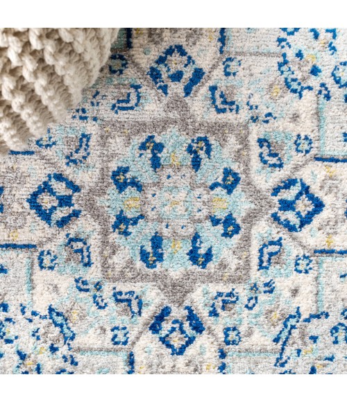 BOHEMIAN FLAIR Area Rug Inigo Cottage Medallion Blue/Gray 8 ft. x 10 ft. Area Rug