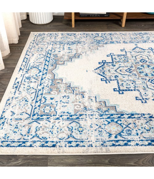 BOHEMIAN FLAIR Area Rug Inigo Cottage Medallion Blue/Gray 8 ft. x 10 ft. Area Rug