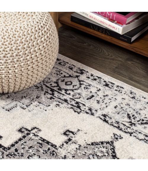 Inigo Cottage Medallion Dark Gray/Cream 5 ft. x 8 ft. Area Rug