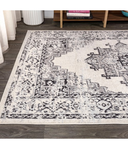 Inigo Cottage Medallion Dark Gray/Cream 5 ft. x 8 ft. Area Rug