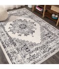 Inigo Cottage Medallion Dark Gray/Cream 5 ft. x 8 ft. Area Rug