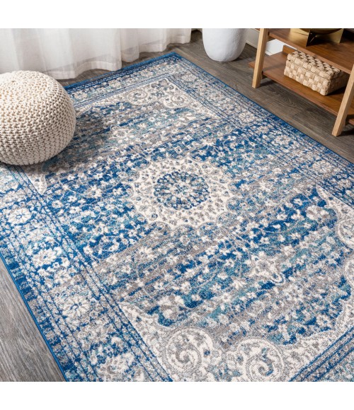 Scala Ornate Bohemian Medallion Blue/Dark Gray 3 ft. x 5 ft. Area Rug