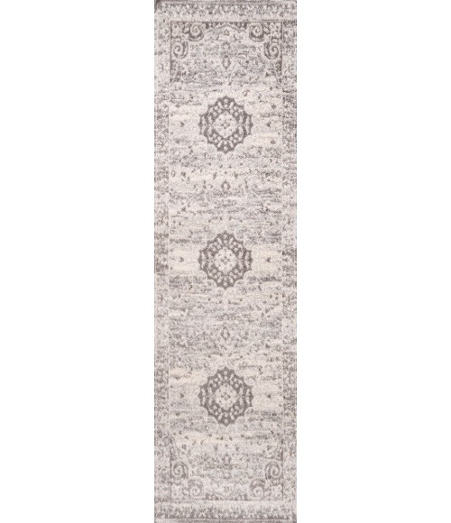 BOHEMIAN FLAIR Area Rug Scala Ornate Bohemian Medallion Gray/Cream 2 ft. x 8 ft. Runner Rug