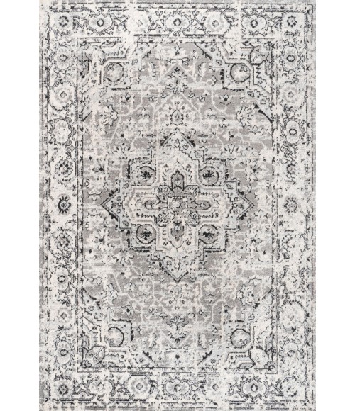 BOHEMIAN FLAIR Area Rug Denia Ornate Geometric Medallion Dark Gray 3 ft. x 5 ft. Area Rug