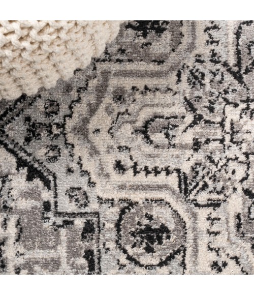 BOHEMIAN FLAIR Area Rug Denia Ornate Geometric Medallion Dark Gray 3 ft. x 5 ft. Area Rug