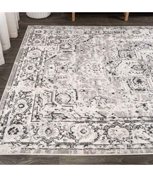 BOHEMIAN FLAIR Area Rug Denia Ornate Geometric Medallion Dark Gray 3 ft. x 5 ft. Area Rug