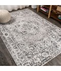 BOHEMIAN FLAIR Area Rug Denia Ornate Geometric Medallion Dark Gray 3 ft. x 5 ft. Area Rug
