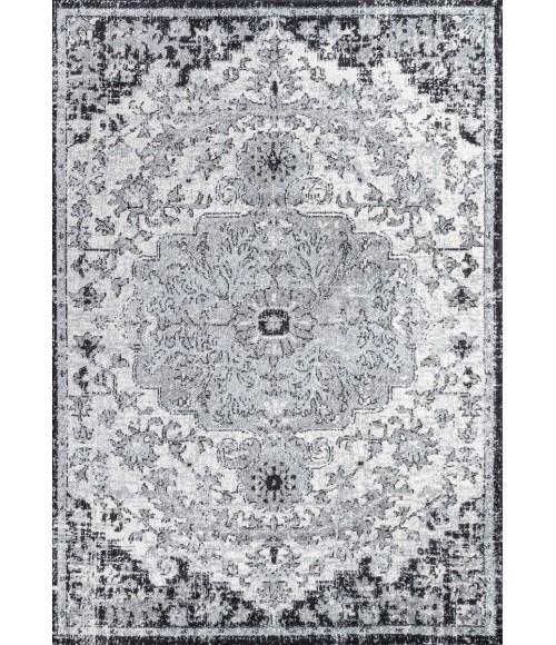 BOHEMIAN FLAIR Area Rug Anaise Ornate Boho Medallion Gray/Black/Cream 4 ft. x 6 ft. Area Rug