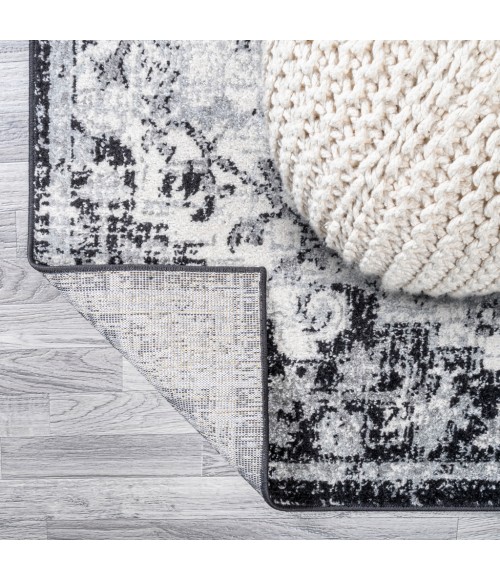 BOHEMIAN FLAIR Area Rug Anaise Ornate Boho Medallion Gray/Black/Cream 4 ft. x 6 ft. Area Rug