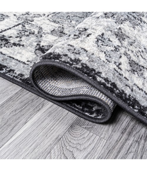BOHEMIAN FLAIR Area Rug Anaise Ornate Boho Medallion Gray/Black/Cream 2 ft. x 8 ft. Runner Rug