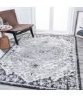 BOHEMIAN FLAIR Area Rug Anaise Ornate Boho Medallion Gray/Black/Cream 4 ft. x 6 ft. Area Rug