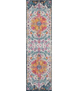 Jonathany Bohemian Flair BMF112B Orange/Fuchsia/Blue/Cream Area Rug 2 ft. 3 in. X 8 ft. Runner
