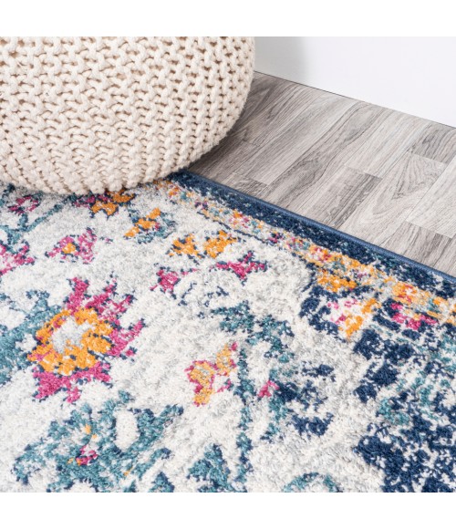 BOHEMIAN FLAIR Area Rug Anaise Ornate Boho Medallion Orange/Fuchsia/Blue/Cream 8 ft. x 10 ft. Area Rug