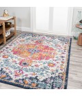 BOHEMIAN FLAIR Area Rug Anaise Ornate Boho Medallion Orange/Fuchsia/Blue/Cream 8 ft. x 10 ft. Area Rug