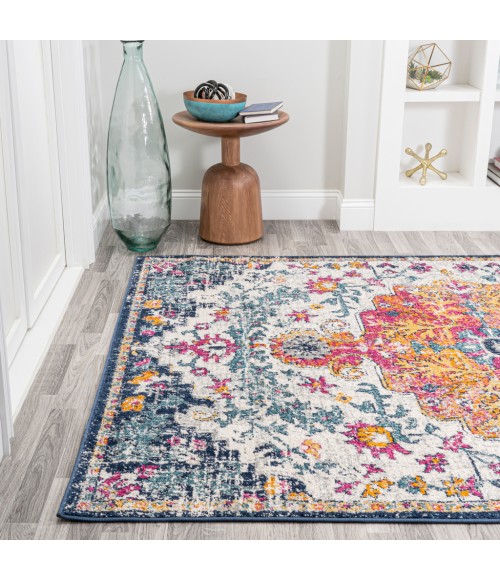 BOHEMIAN FLAIR Area Rug Anaise Ornate Boho Medallion Orange/Fuchsia/Blue/Cream 8 ft. x 10 ft. Area Rug