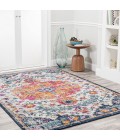 BOHEMIAN FLAIR Area Rug Anaise Ornate Boho Medallion Orange/Fuchsia/Blue/Cream 8 ft. x 10 ft. Area Rug