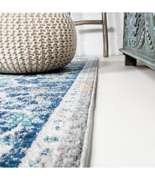 Anaise Ornate Boho Medallion Dark Blue/Gray 2 ft. x 8 ft. Runner Rug