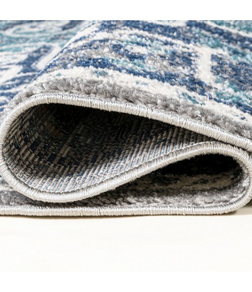 Anaise Ornate Boho Medallion Dark Blue/Gray 2 ft. x 8 ft. Runner Rug