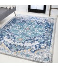BOHEMIAN FLAIR Area Rug Anaise Ornate Boho Medallion Dark Blue/Gray 8 ft. x 10 ft. Area Rug