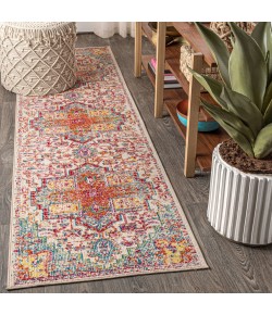 Jonathany California Vintage CAV100A Coral/Blue/Multi Area Rug 2 ft. 3 in. X 8 ft. Runner