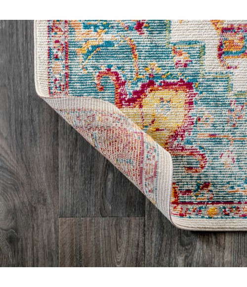 CALIFORNIA VINTAGE Area Rug Zafra Vintage Medallion Coral/Blue/Multi 5 ft. x 8 ft. Area Rug