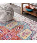 CALIFORNIA VINTAGE Area Rug Zafra Vintage Medallion Coral/Blue/Multi 5 ft. x 8 ft. Area Rug