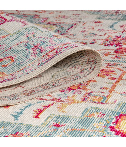 CALIFORNIA VINTAGE Area Rug Zafra Vintage Medallion Coral/Blue/Multi 5 ft. x 8 ft. Area Rug
