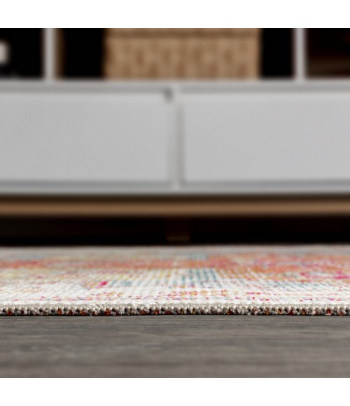 CALIFORNIA VINTAGE Area Rug Zafra Vintage Medallion Coral/Blue/Multi 5 ft. x 8 ft. Area Rug