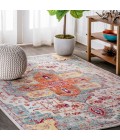 CALIFORNIA VINTAGE Area Rug Zafra Vintage Medallion Coral/Blue/Multi 5 ft. x 8 ft. Area Rug