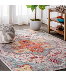 Jonathany California Vintage CAV100A Coral/Blue/Multi Area Rug 5 ft. 3 in. X 7 ft. 7 in. Rectangle
