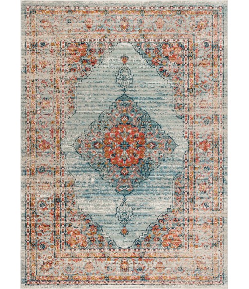 Cadiz Vintage Medallion Coral/Turquoise 5 ft. x 8 ft. Area Rug