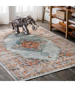 Jonathany California Vintage CAV104A Coral/Turquoise Area Rug 5 ft. 3 in. X 7 ft. 7 in. Rectangle