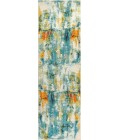 Contemporary POP Modern Abstract Waterfall Blue/Cream 2 ft. x 8 ft. Runner Rug