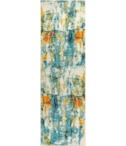 Jonathany Contemporary Pop CTP100A Blue/Cream Area Rug 2 ft. 3 in. X 8 ft. Runner