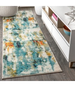 Jonathany Contemporary Pop CTP100A Blue/Cream Area Rug 2 ft. 3 in. X 8 ft. Runner